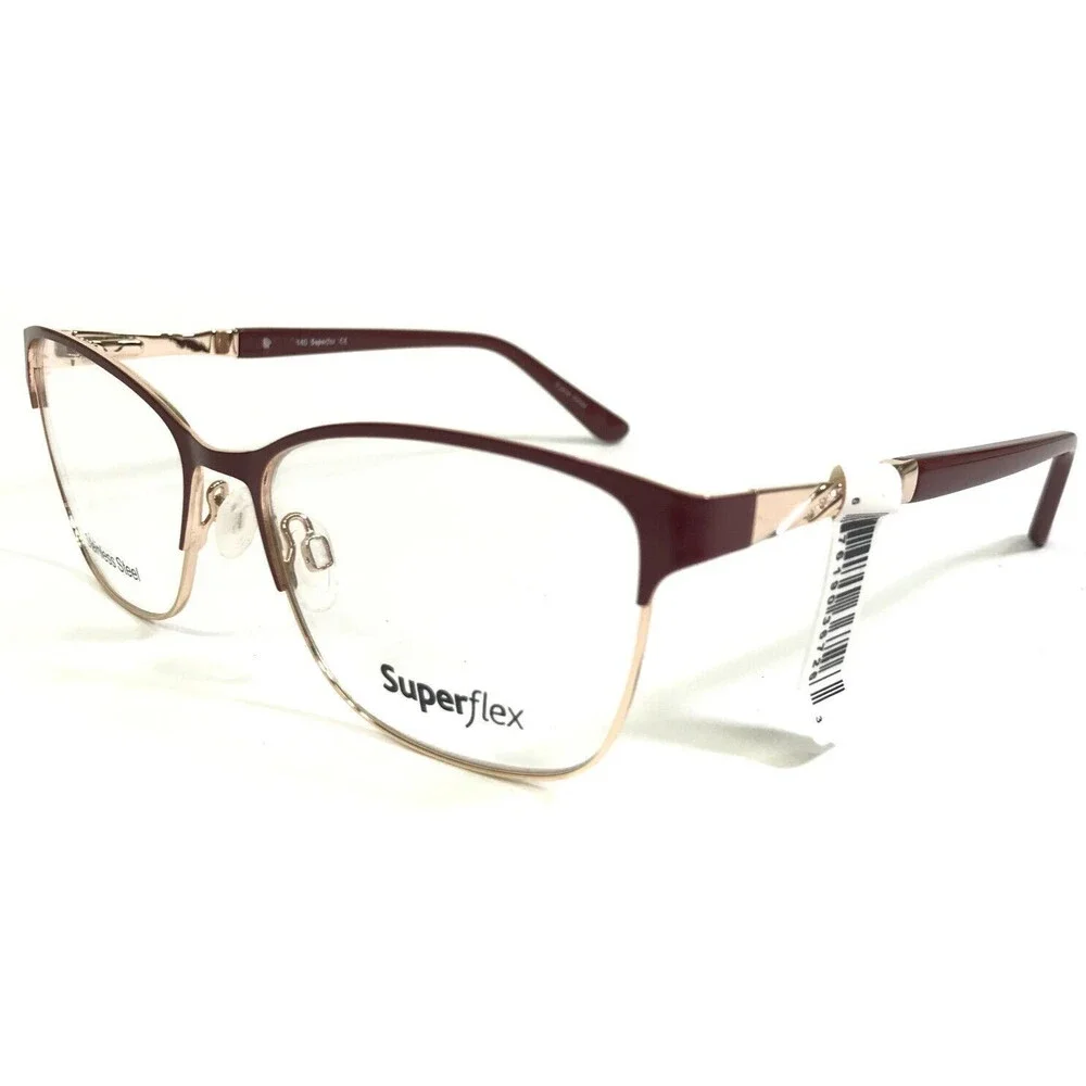 SuperFlex Eyeglasses Frames SF-537 S106 Red Gold Cat Eye Square 55-17-140